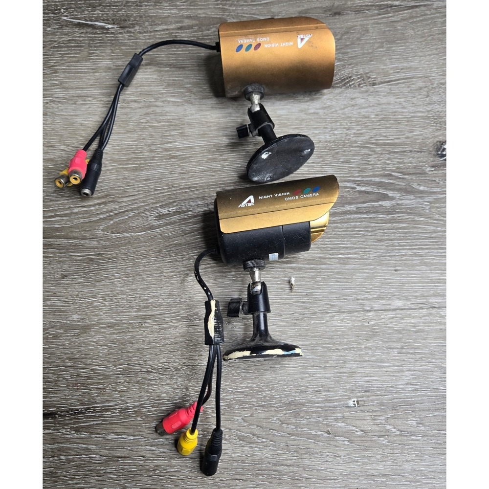 Two Astak Night Vision Wired infrared Camera cm-818w 8.0V Outdoor CMOS Cameras